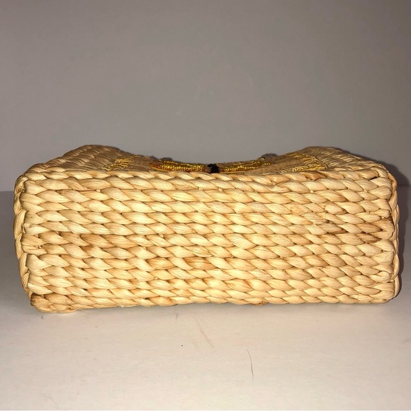 1990s Dragonfly Embroidered Woven Corn Husk Mini Tote Bag - Picture 7 of 11